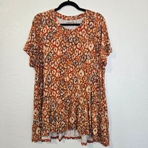 LOGO Lori Goldstein LARKYN Abstract Print Tiered Tunic Top Plus Size 1X